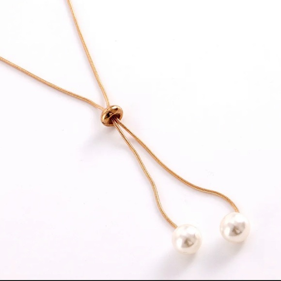 Long adjustable pearl necklace - Picture 4 of 5